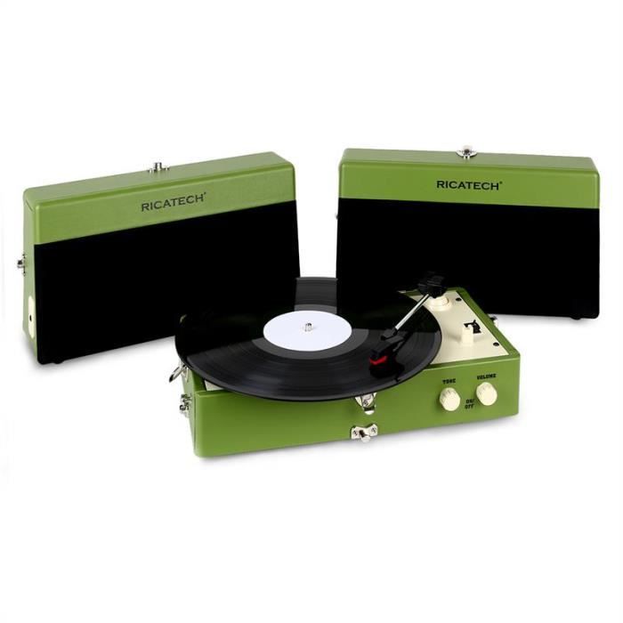 Ricatech RT80 Tournedisque Vintage vert AUX platine vinyle, avis et prix pas cher Cdiscount