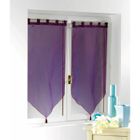 RIDEAU - DOUBLE RIDEAUX - VOILAGE - PANNEAU JAPONAIS 2 voiles passants pompons en 90x60cm uni Aubergine
