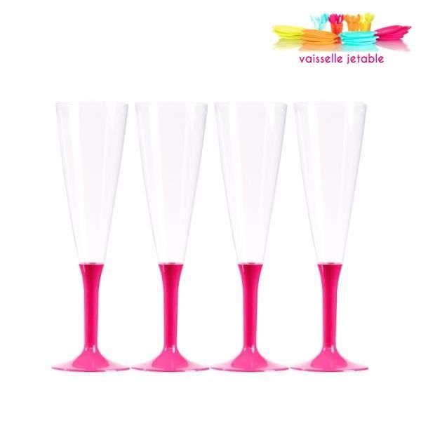 10 flûte à champagne jetables plastique 13cl rose Achat / Vente coupe