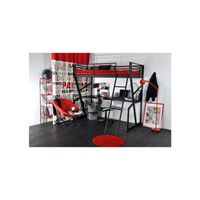 LIT COMBINE - LIT MEZZANINE Lit surélevé Mezzanine LAURA 90x190 Anthracite