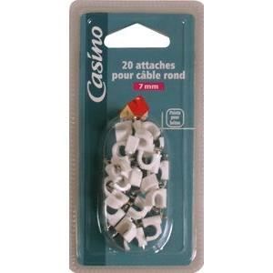 CASINO 20 attaches pour câbles ronds blancs X 20 7 mm