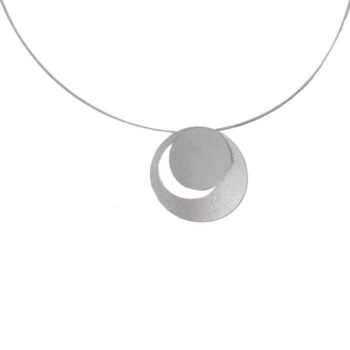 Collier Soleil et Lune Argent Brossé