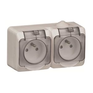 SCHNEIDER ELECTRIC Double prise de courant 2P+T Cedar 230 V gris IP44