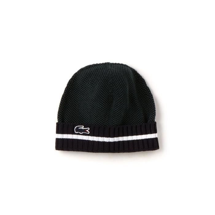 Bonnet Lacoste RB9421 en piqué noir et vert.