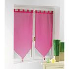 RIDEAU - DOUBLE RIDEAUX - VOILAGE - PANNEAU JAPONAIS 2 voiles passants à pompons en 90x60cm uni Magenta