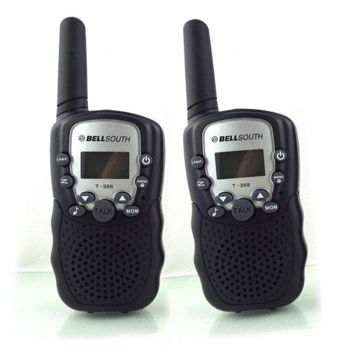 Talkie walkie 22 canaux push to talk écran LCD portée 3 à 5 km noir