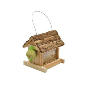 VADIGRAN Mangeoire Lidia toit écorce pour oiseau 19 x 17.5 x 19.5cm