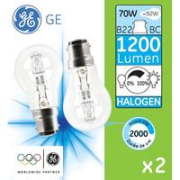AMPOULE - LED - HALOGENE  Lot de 2 Ampoules standard halogène 70W B22