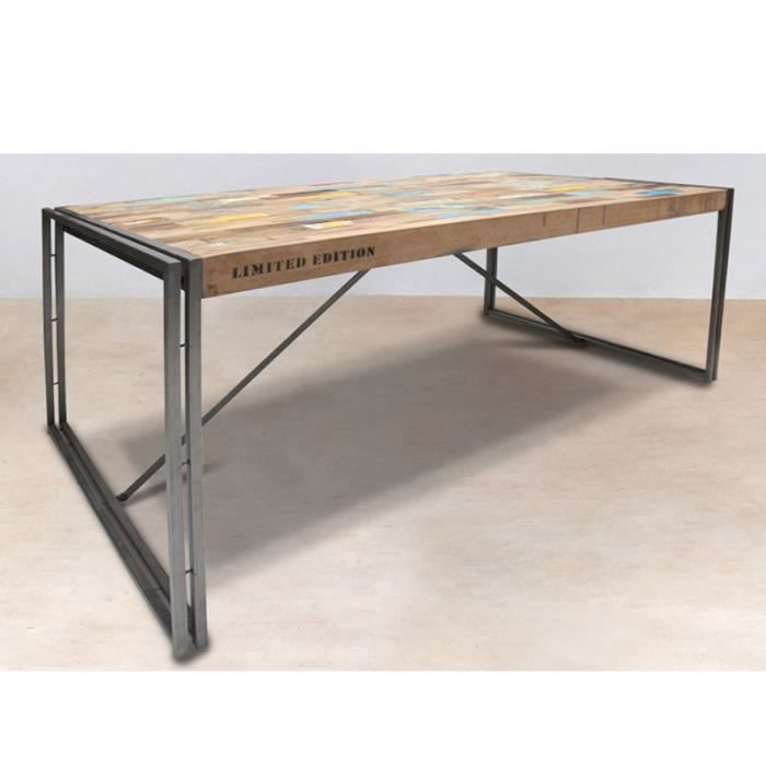 Table En Bois Rectangle 250cm Industry Achat Vente - Table Salle A ... Table En Bois Rectangle 250cm Industry Achat Vente - Table Salle A ...