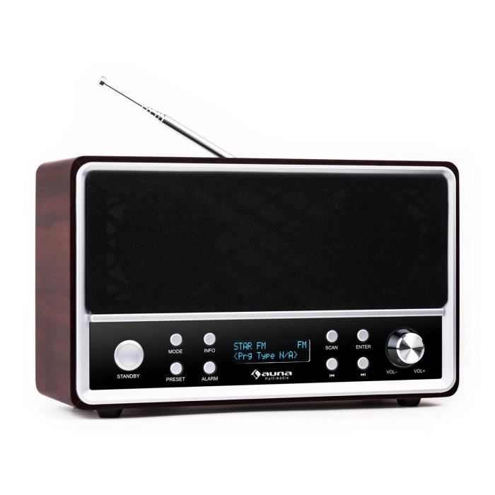 auna Charleston Radio numérique look vintage avec tuner DAB+, FM, RDS