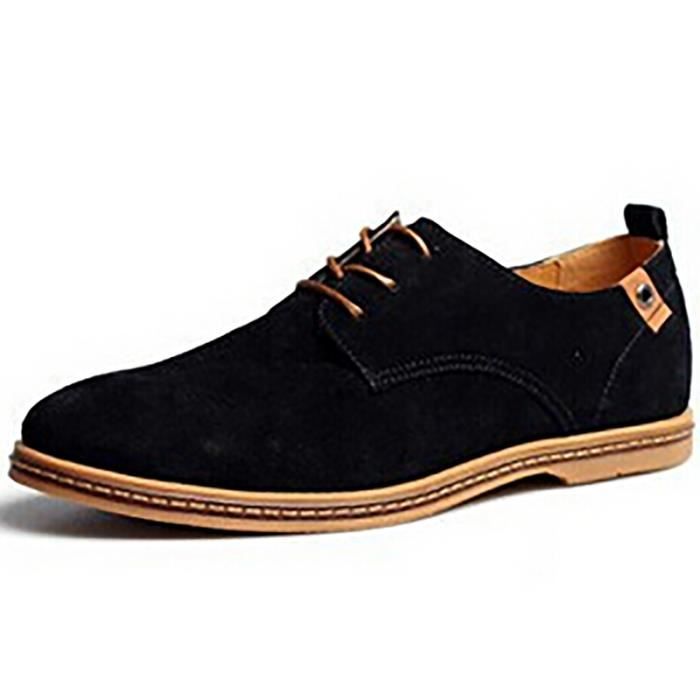 MOONAR® Suede PU cuir chaussures de sport esp noir Achat / Vente