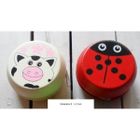  2 YOYO EN BOIS AU MODÈLE VACHE , COCCINELLE Dim…