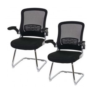 Chaise de bureau en cuir noir sans roulette VIVO et chaises de bureaux