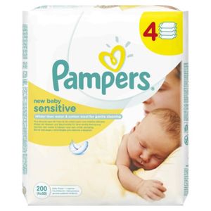 Pampers Lingettes bébé Sensitive New baby 4x50