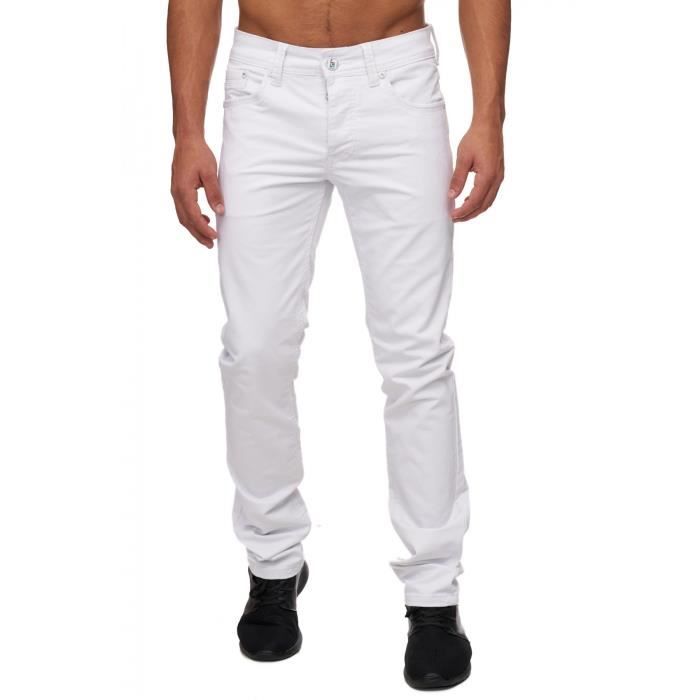 jean blanc homme large