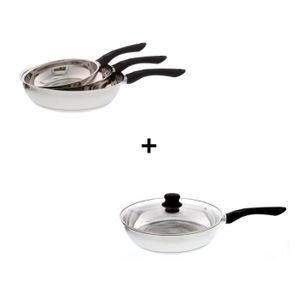 Pack FINLANDEK Nauris : Set de 3 po?les ?20, 24 et 28 cm + Sauteuse avec couvercle ?28 cm
