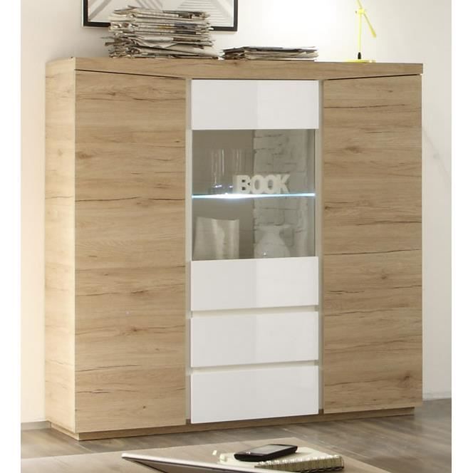 Vaisselier couleur chêne clair et laqué blanc moderne nesbo avec ...