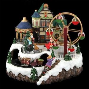 VILLAGE , MANÈGE Village de Noel grande roue et train animé
