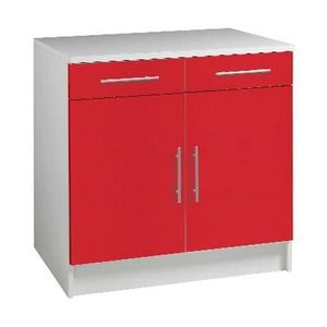 PETIT MEUBLE RANGEMENT TRENDY 4 Meuble bas 2 portes 2 tiroirs L80cm Rouge PETIT MEUBLE RANGEMENT TRENDY 4 Meuble bas 2 portes 2 tiroirs L80cm Rouge