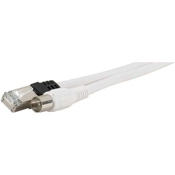 Adaptateur RJ45 ZQA + Antenne TV Coaxial Murale Sortie Façade