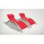 CHAISE LONGUE - TRANSAT  Lot 2 bains de soleil alu et textilène rouge