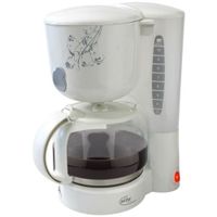 CAFETIERE Cafetière Design Floral - 1,25L - 870W - Blanche