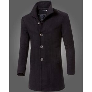 Manteau nouvelle mode dhiver solide revers long couleur homme