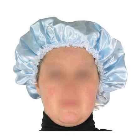 Bonnet de nuit charlotte satin Bleu avec dentelles