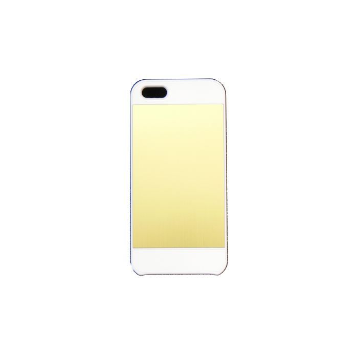 Coque pour Iphone 5 aluminium or contour blanc + film protection ...