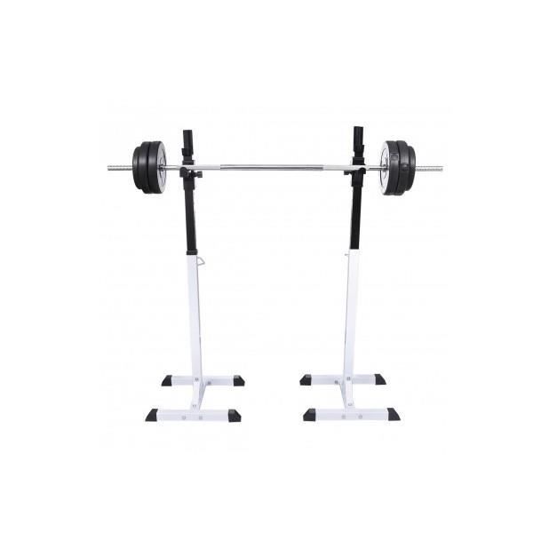 Support D'haltères Réglable - Charge Max 250 Kg - Acier Carbone - Pour Développé Couché, Squat à La Maison