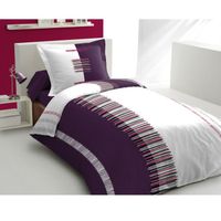CASATXU Housse 140x200 + 1 Taie PERTINENCE PRUNE CASATXU Housse 140x200 + 1 Taie PERTINENCE PRUNE