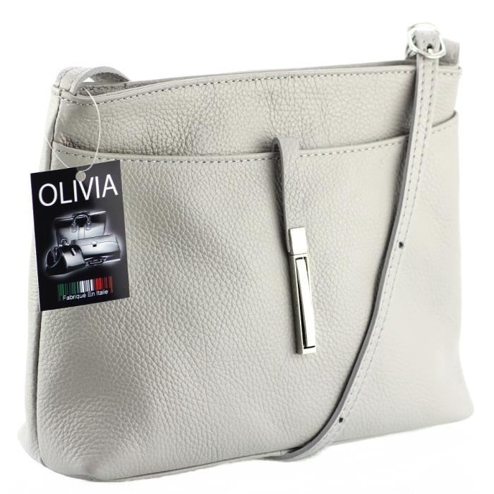 Sac bandouli?�re femme Cuir gris clair N1395 Sac�?� Gris clair - Achat / Vente besace - sac 