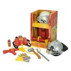  Grand set de pompier avec casque et lance à incend