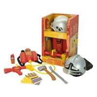  Grand set de pompier avec casque et lance à incend