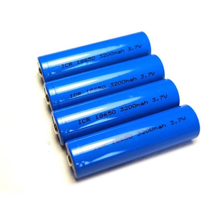 Lot de 4 Piles 18650 Liion Rechargeables 3200mAh 3.7V Achat / Vente