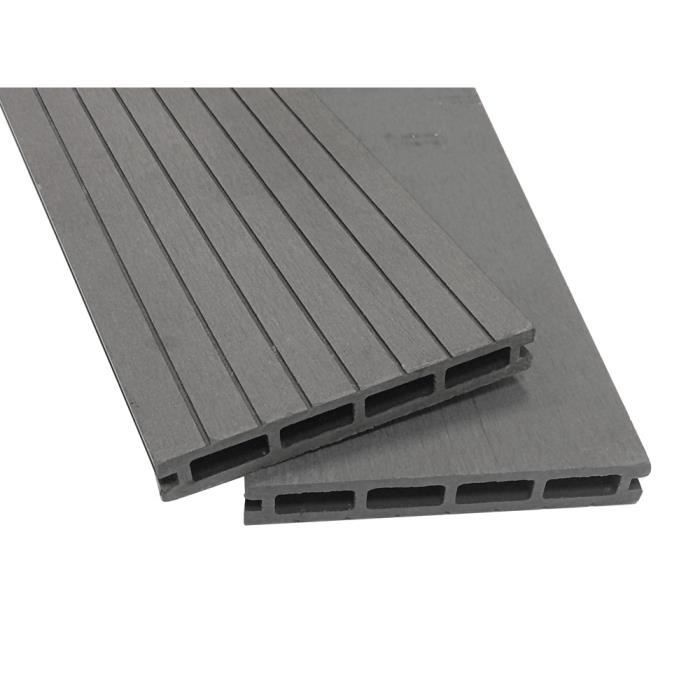 m² lames terrasse gris composite+lambourde+clips Lot de 10 lames