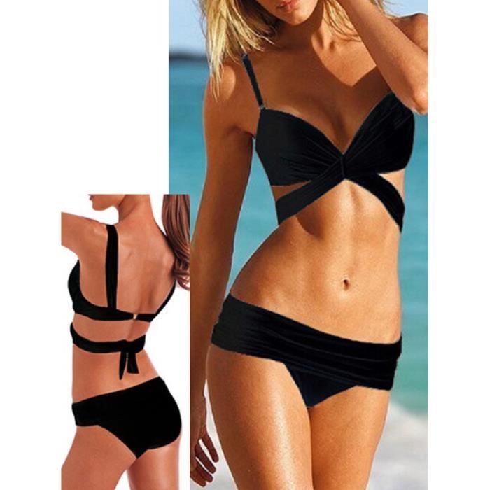 Bikini Sexy Crois Noir Blanc Achat Vente Maillot De Bain Cdiscount