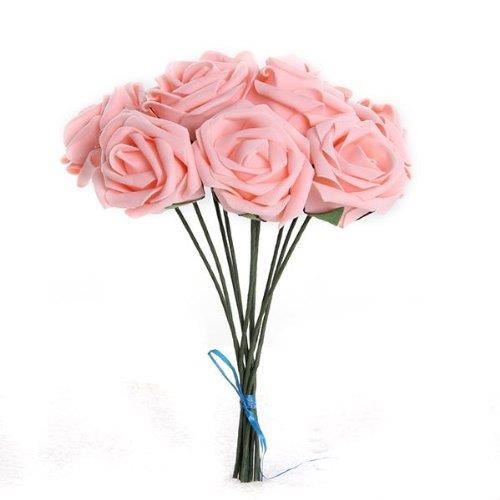 10pcs fleur rose artificielle en tissu rose decor