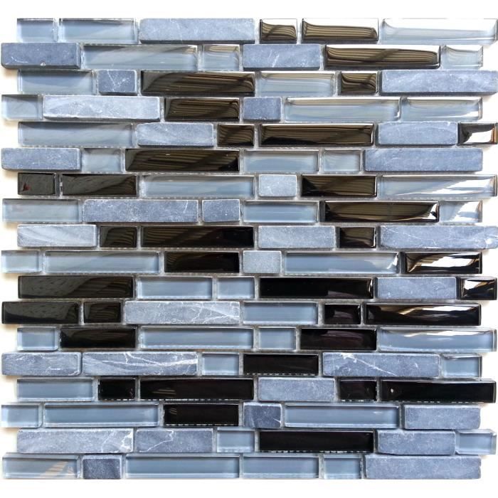 1m² carrelage mosaïque en verre pour mur mt0019 achat / vente ... Carrelage noir et mur couleur