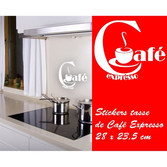 Stickers autocollant déco cuisine Tasse de café expresso couleur Blanc