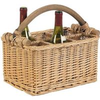 Panier osier teinté & bois porte bouteille PBO1590 Panier osier teinté & bois porte bouteille PBO1590