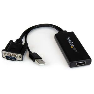 STARTECH Adaptateur VGA vers HDMI avec audio USB et alimentation USB - Convertisseur portable VGA vers HDMI - M/F - 1080p - Noir