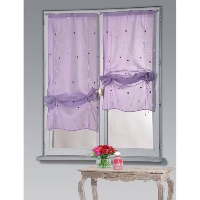 Vitrage à la Paire Pois Parme 60 x 150cm - Achat / Vente rideau - Cdiscount