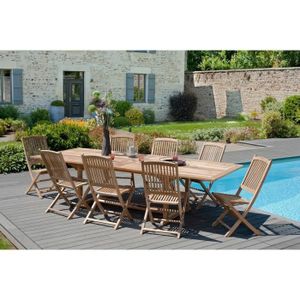 Lot de 2 chaises de jardin en bois teck Lombock
