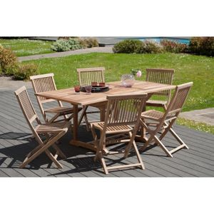 JAVA Lot de 2 chaises de jardin en bois teck