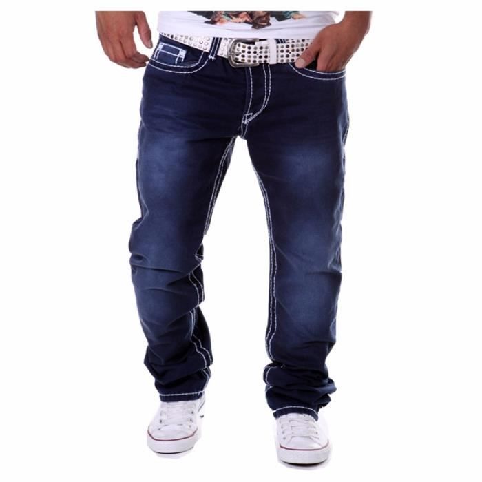 Mode Homme Denim Pantalon Jeans Treillis Sarouel