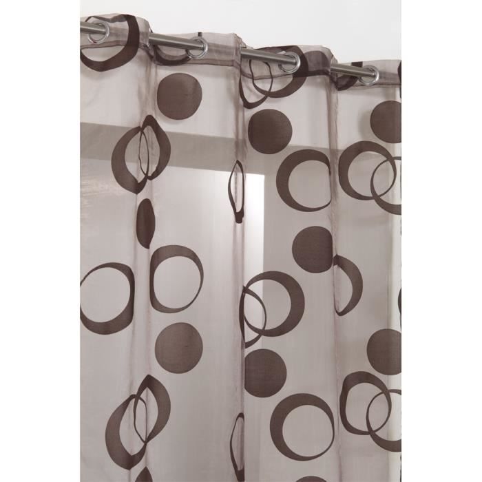 rideau voilage motif cercles 140x240 cm chocolat