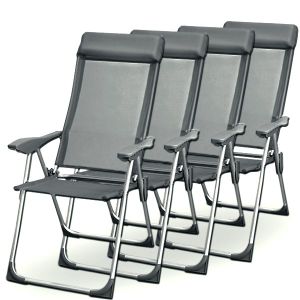 CHAISE - FAUTEUIL JARDIN Lot de 4 chaises pliantes alu jardin camping CHAISE - FAUTEUIL JARDIN Lot de 4 chaises pliantes alu jardin camping