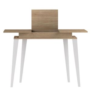 PRISM Console scandinave mélaminée décor ch?ne et blanc mat - L 118 cm