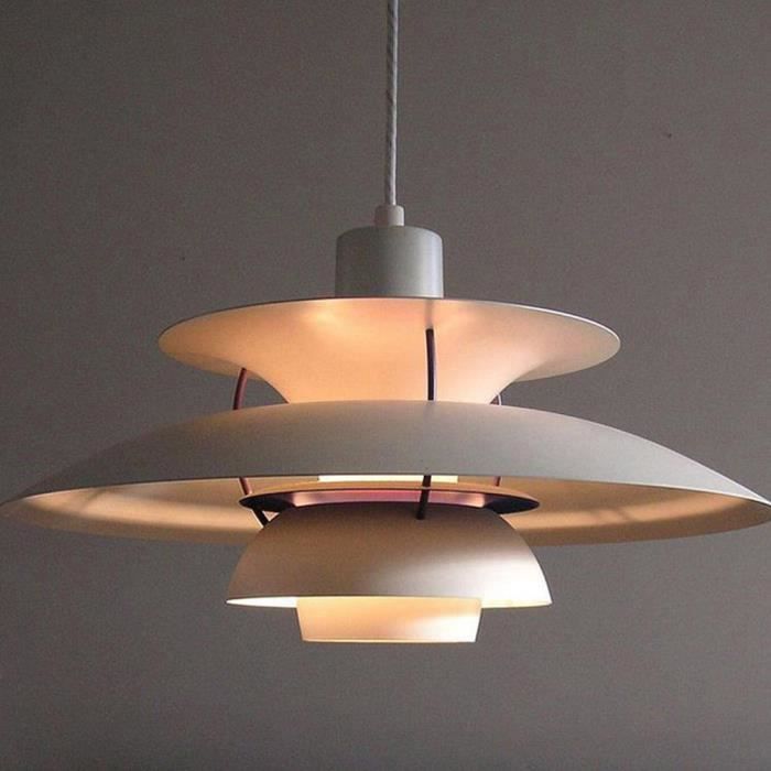 Rétro suspension blanc lustre en fer luminaire lustres salon ... Désign Lustres Blanc
